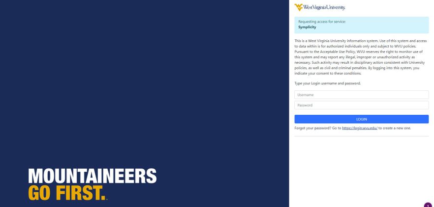 WVU-branded single sign-on page asking for a username and password.